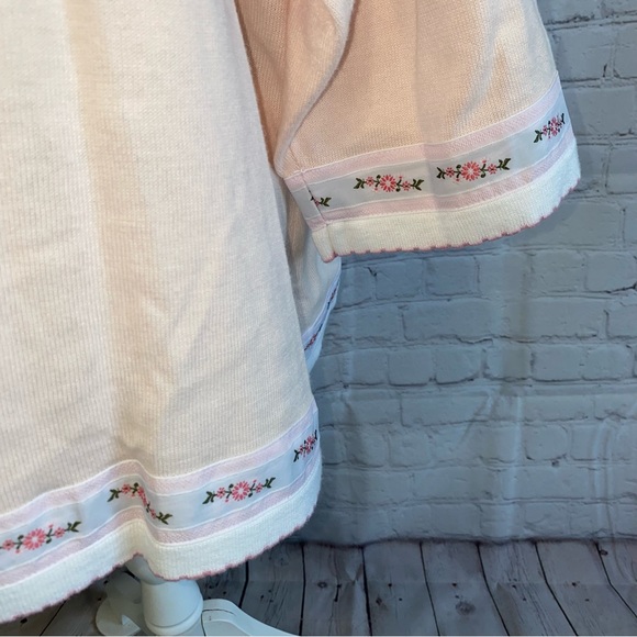 Storybook Knits “Pretty In Pink” Embroidered Floral Cardigan Sweater Sz 3XL - Picture 5 of 12